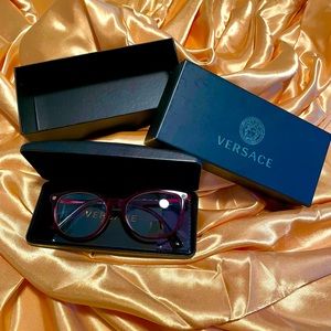 Red Versace Eyeglass Frames with ready-to-wear lenses